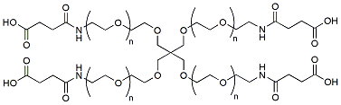 Molecular structure of the compound: 4arm-Carboxy-Amido-PEG, MW 5,000