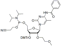 Molecular structure of the compound: N4-Bz-3-O-(4,4-dimethoxy trityl)-2-O-(2-MOE)-5-methylcytidine-5-CED phosphoramidite