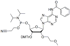 Molecular structure of the compound: Rev 2’-O-MOE-A(Bz)-5’-amidite