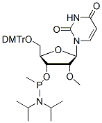 Molecular structure of the compound: 5’-O-DMTr-2’-OMeU-methyl phosphonamidite