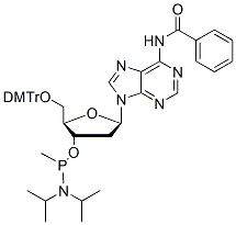 Molecular structure of the compound: 5’-DMTr-dA(Bz)-Methyl phosphonamidite