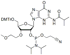 Molecular structure of the compound: 3’-O-MOE-G(iBu)-2’-phosphoramidite
