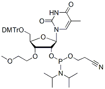 Molecular structure of the compound: 3’-O-MOE-5MeU-2’-phosphoramidite