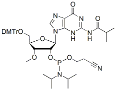 Molecular structure of the compound: 3’-O-Me-G(iBu)-2’-phosphoramidite