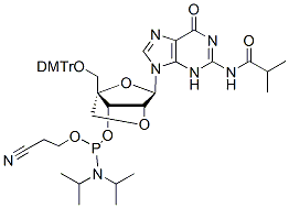 Molecular structure of the compound: DMTr-LNA-G(iBu)-3’-CED-phosphoramidite