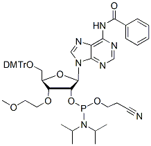 Molecular structure of the compound: 3’-O-MOE-A(Bz)-2’-CED-phosphoramidite