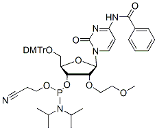 Molecular structure of the compound: 2’-O-MOE-C(Bz)-3’-phosphoramidite