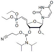 Molecular structure of the compound: 1-[(5E)-3-O-[(Bis-diisopropylamino)(2-cyanoethoxy)phos-phino]-5,6-dideoxy-6-(diethoxyphosphinyl)-2-O-methyl-ß-D-ribo-hex-5-enofuranosyl]uracil