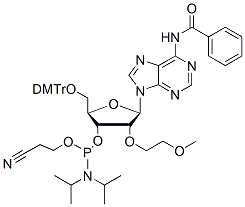 Molecular structure of the compound: 2’-O-MOE-A(Bz)-3’-phosphoramidite