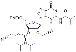 Molecular structure of the compound: 2’-O-Propargyl G(iBu)-3’-phosphoramidite