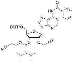 Molecular structure of the compound: 2’-O-Propargyl A(Bz)-3’-phosphoramidite