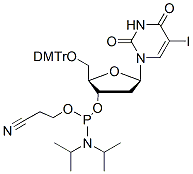 Molecular structure of the compound: 5’-O-DMTr-5-iodo-2’-dU-3’-CED  phosphoramidite