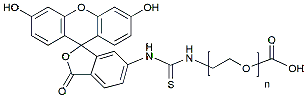 Molecular structure of the compound: FITC-PEG-Acid, MW 3,400