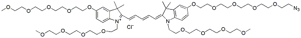 Molecular structure of the compound: N-(m-PEG4)-N'-(m-PEG4)-O-(m-PEG4)-O'-(azide-PEG4)-Cy5