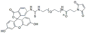 Molecular structure of the compound: Fluorescein-PEG-Mal, MW 1,000