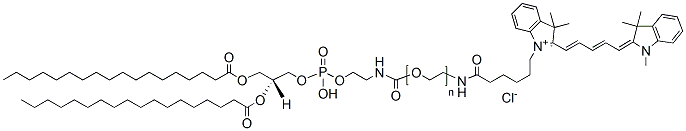 Molecular structure of the compound: DSPE-PEG-Cy5, MW 3,400