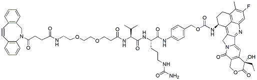 Molecular structure of the compound: DBCO-PEG2-Val-Cit-PAB-Exatecan