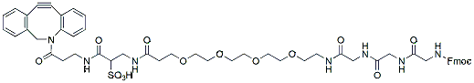 Molecular structure of the compound: Fmoc-Gly-Gly-Gly-PEG4-Sulfo DBCO