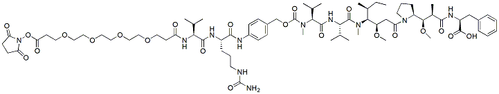 Molecular structure of the compound: NHS ester-PEG4-Val-Cit-PAB-MMAF
