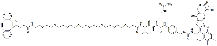 Molecular structure of the compound: DBCO-PEG8-Val-Cit-PAB-Exatecan
