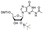 Molecular structure of the compound: 5'-O-DMTr-2'-O-TBDMS-Guanosine (N-Ac)