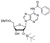 Molecular structure of the compound: 5'-DMT-2'-tBDSilyl Adenosine (n-bz)