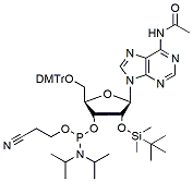 Molecular structure of the compound: 2'-O-TBDMS-Adenosine (N-Ac)-3'-CEP phosphoramidite