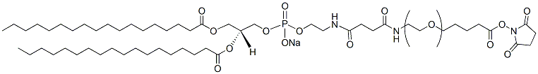 Molecular structure of the compound: DSPE-PEG-Succinimidyl Valerate, MW 2,000