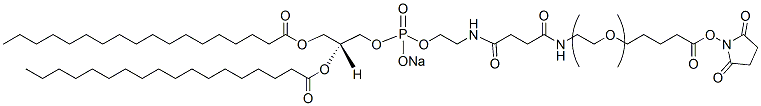 Molecular structure of the compound: DSPE-PEG-Succinimidyl Valerate, MW 3,400