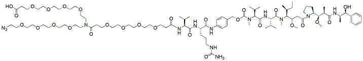 Molecular structure of the compound: N-(Azido-PEG3)-N-(PEG4-Val-Cit-PAB-MMAE)-N-(PEG3-acid)