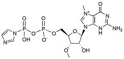 Molecular structure of the compound: Guanosine-5'-(trihydrogen diphosphate)-7-methyl-3'-O-Methyl