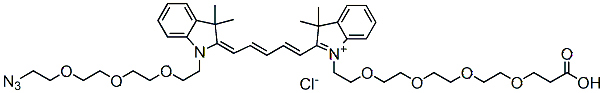 Molecular structure of the compound: N-(azide-PEG3)-N-(PEG4-acid)-Cy5