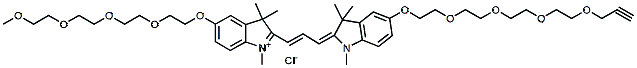 Molecular structure of the compound: N-methyl-N-methyl-O-(m-PEG4)-O-(propargyl-PEG4)-Cy3