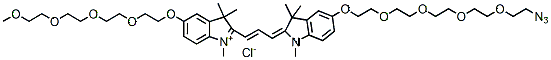 Molecular structure of the compound: N-methyl-N-methyl-O-(m-PEG4)-O-(azide-PEG4)-Cy3