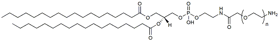 Molecular structure of the compound: DSPE-PEG-Amine, MW 3,400
