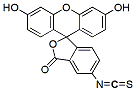 Molecular structure of the compound: FITC, Fluorescein isothiocyanate