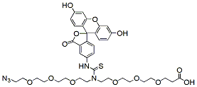 Molecular structure of the compound: N-(Azido-PEG3)-N-Fluorescein-PEG3-acid