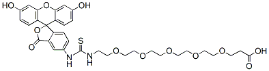 Molecular structure of the compound: Fluorescein-PEG5-Acid