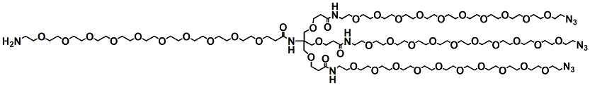 Molecular structure of the compound: (Amino-PEG10)-Tri-(Azide-PEG10-ethoxymethyl)-methane HCl Salt