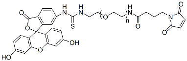 Molecular structure of the compound: Fluorescein-PEG-Mal, MW 3,400