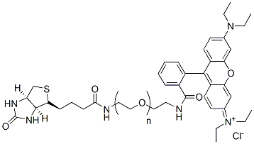 Molecular structure of the compound: Rhodamine-PEG-Biotin, MW 1,000