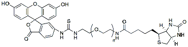 Molecular structure of the compound: Fluorescein-PEG-Biotin, MW 2,000