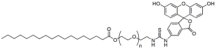 Molecular structure of the compound: Stearic acid-PEG-FITC, MW 1,000