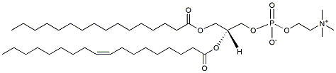 Molecular structure of the compound: 1-Palmitoyl-2-oleoyl-sn-glycero-3-Phosphocholine