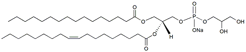 Molecular structure of the compound: 1-Palmitoyl-2-oleoyl-sn-glycero-3-phosphoglycerol
