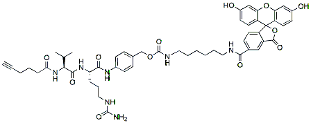 Molecular structure of the compound: Alkyne-Val-Cit-PAB-FAM