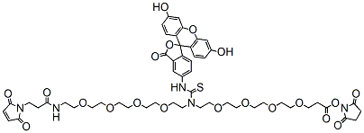 Molecular structure of the compound: N-(Mal-PEG4)-N-Fluorescein-PEG4-NHS ester