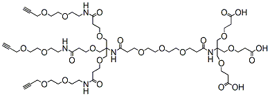Molecular structure of the compound: PEG3-(Amino-Tri-(Propargyl-PEG2-ethoxymethyl)-methane)-(Amino-Tri-(carboxyethoxymethyl)-methane)