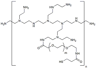 Molecular structure of the compound: PEI-g(2k)-PEG(5k)-Thiol, 20% PEG ratio