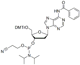 Molecular structure of the compound: 5-O-DMT-N6-Benzoyl-2-Deoxyadenosine-CE Phosphoramidite